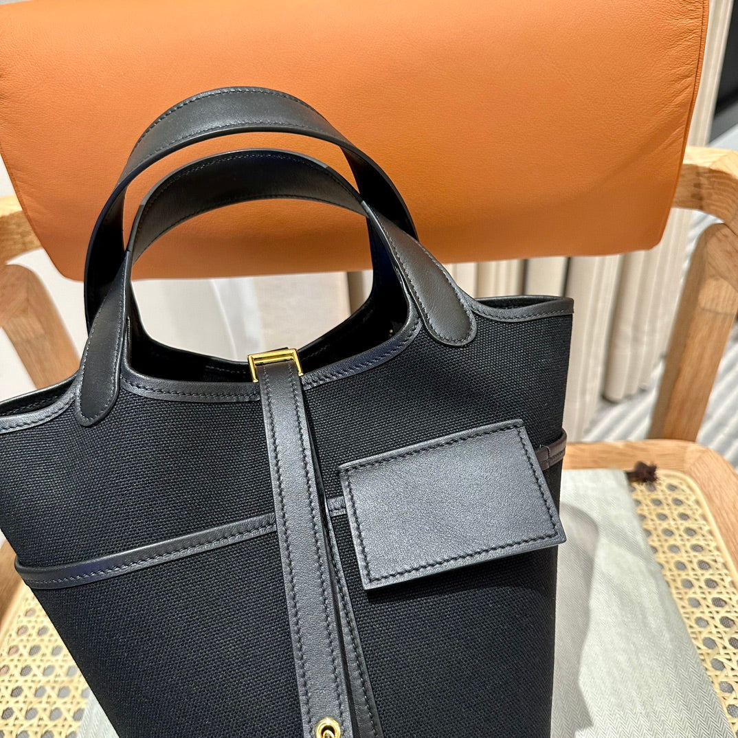 High-end Hermes 2026 Picotin Lock 18 Pocket Bag Canvas/Swift Calfskin 1