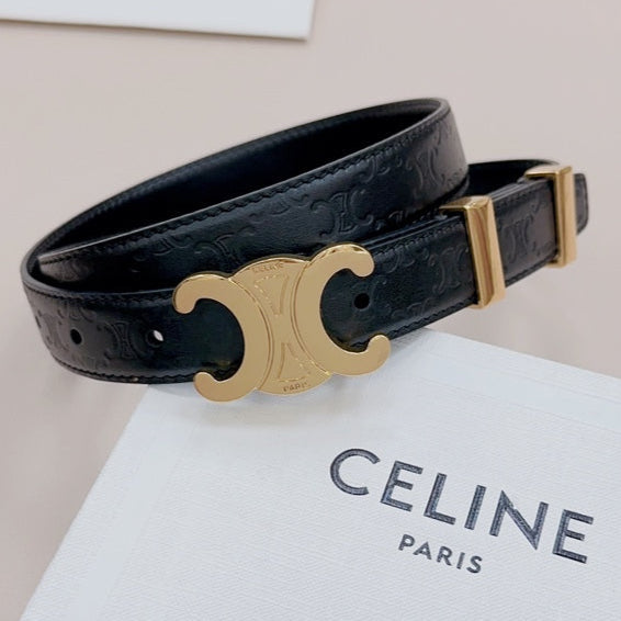 CEL Gold Buckle Belt  25mm Black Calfskin 176706