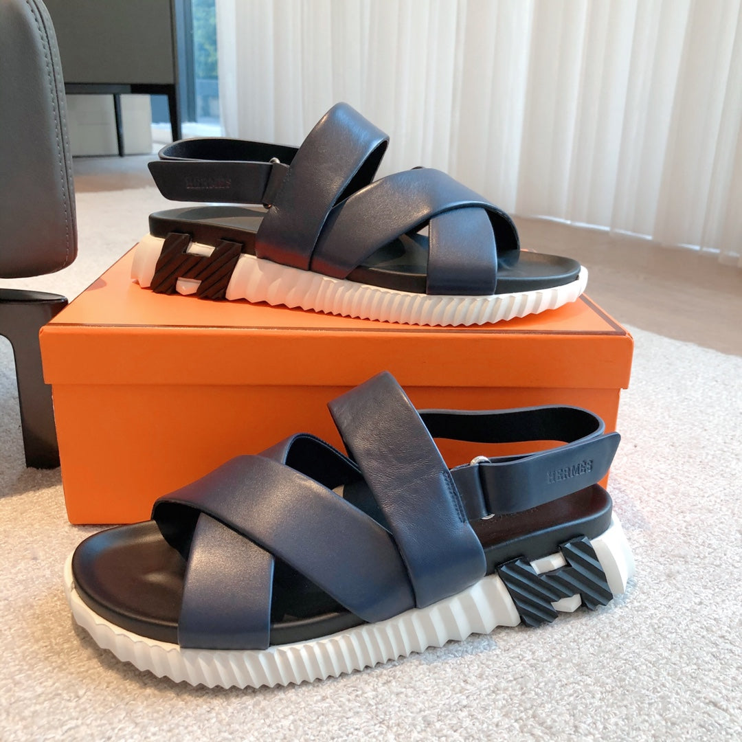 HM ELECTRIC SANDAL NAVY CALFSKIN