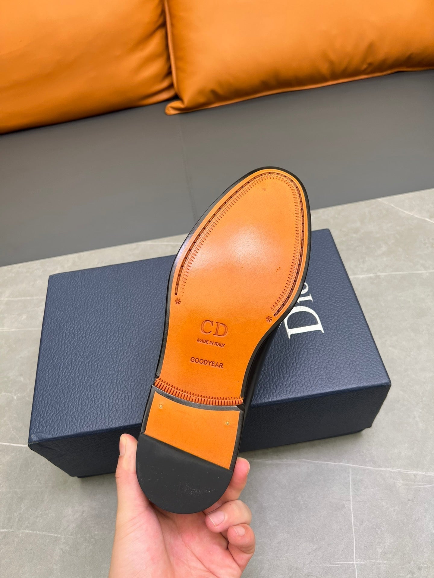 CD SYMBOL GRANVILLE EDGE BEADS LOAFER BLACK POLISHED CALFSKIN