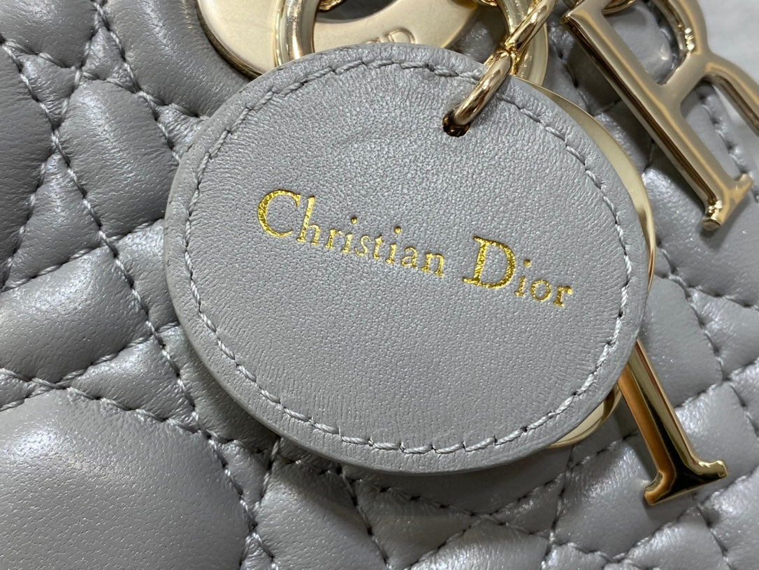 mini lady 17cm grey lambskin