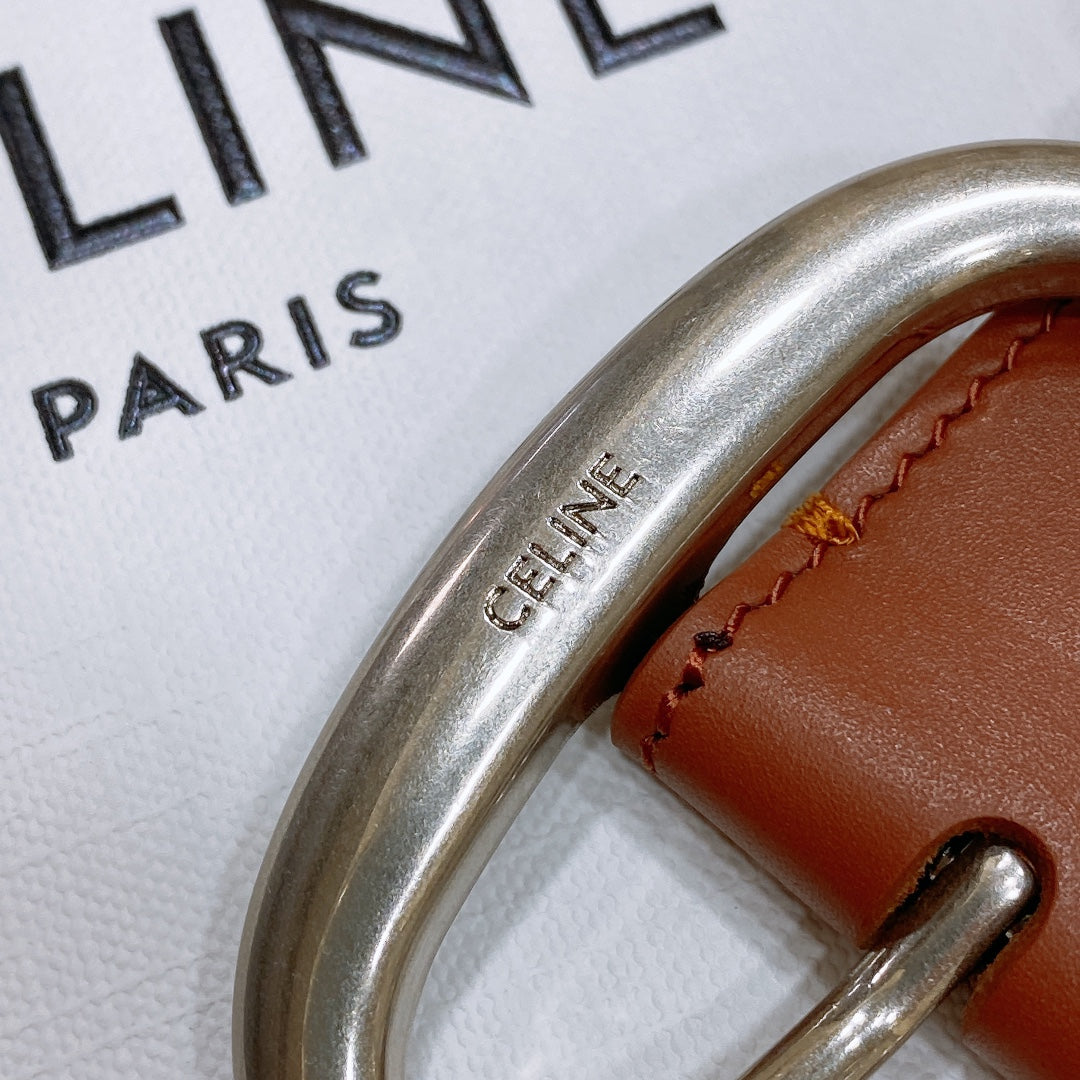 CL LARGE 35 MM BELT IN BRONZE BROWN CALFSKIN LIGHT GOLD HARDWARE