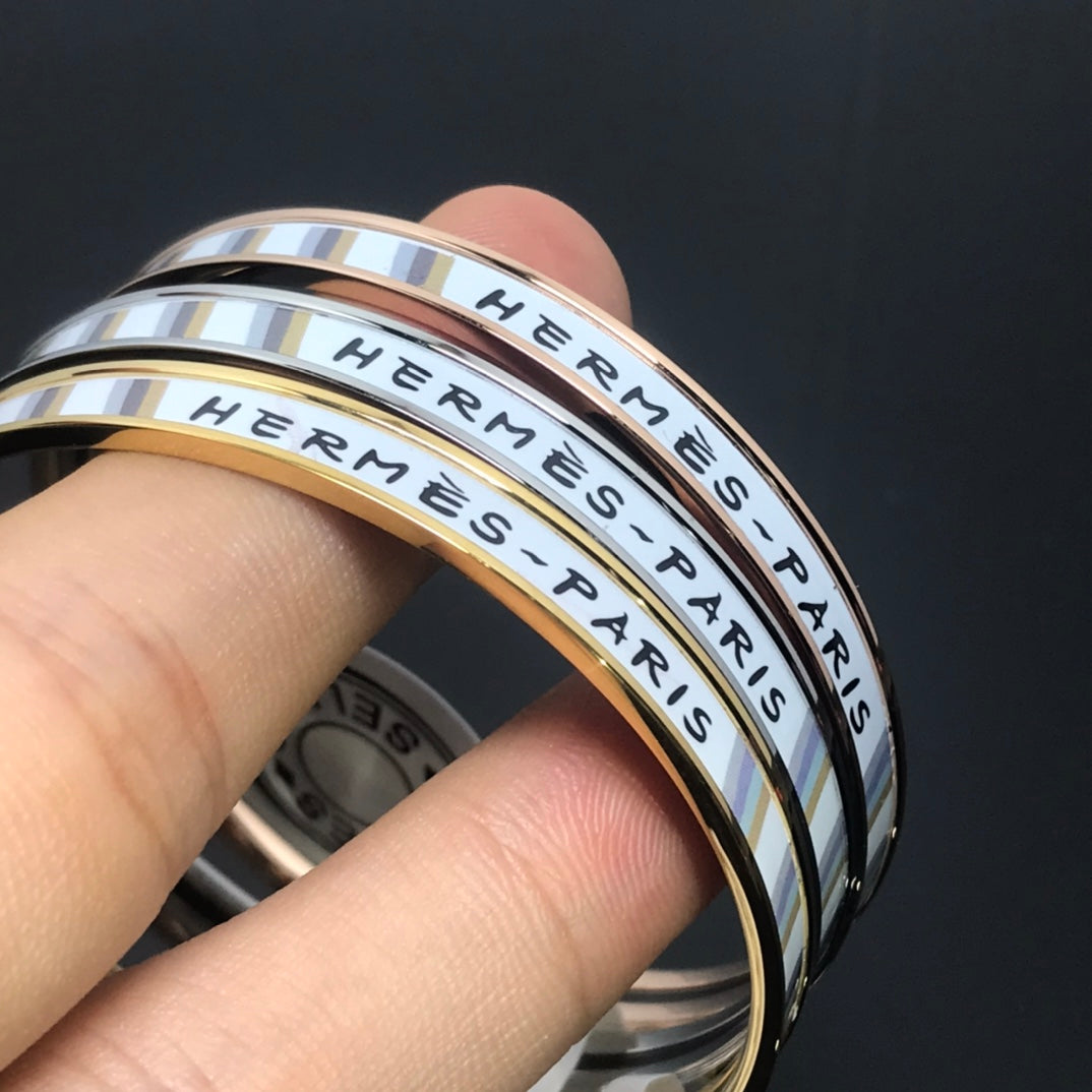 H Enamel Bangle White Bracelet