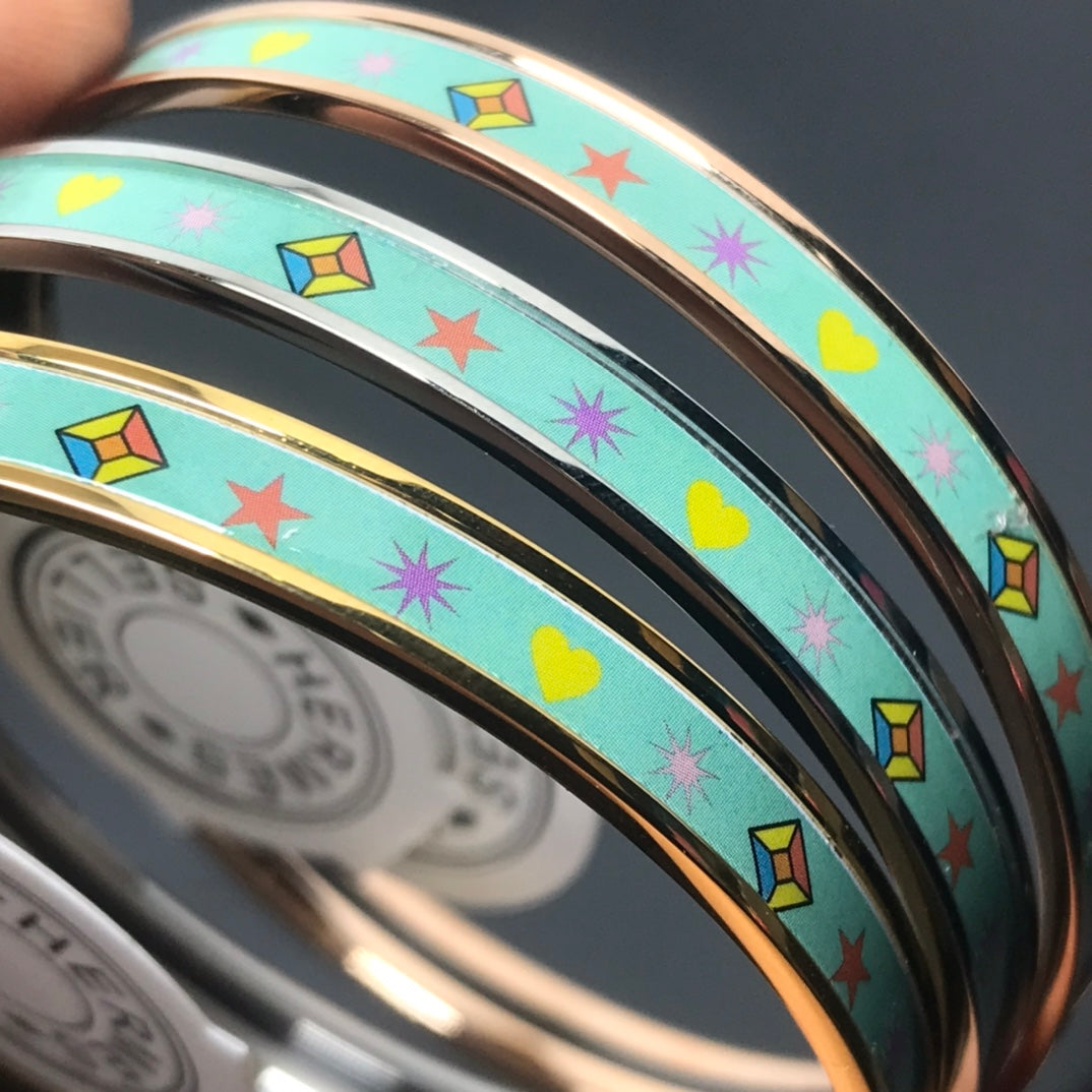 H Enamel Bangle Light Turquoise Bracelet