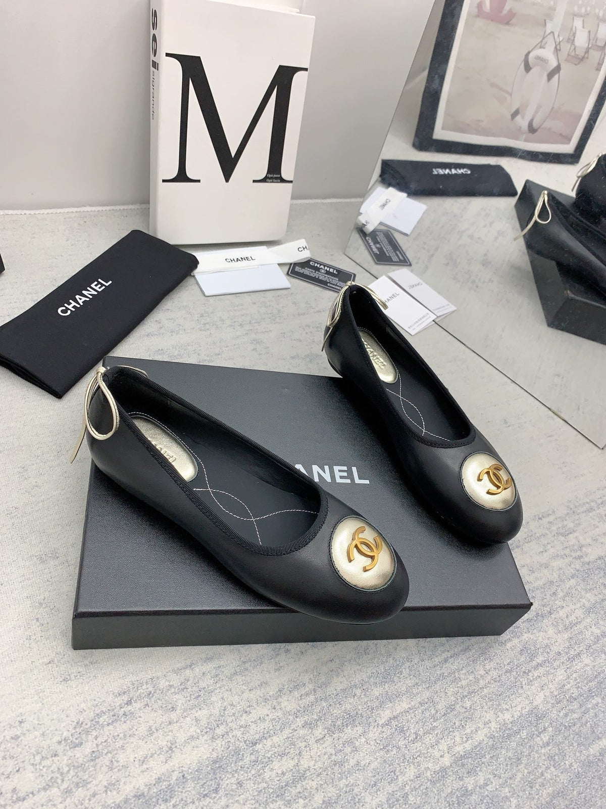 Chanel 2026 Small Bow Ballet Flat Black Lambskin 162260