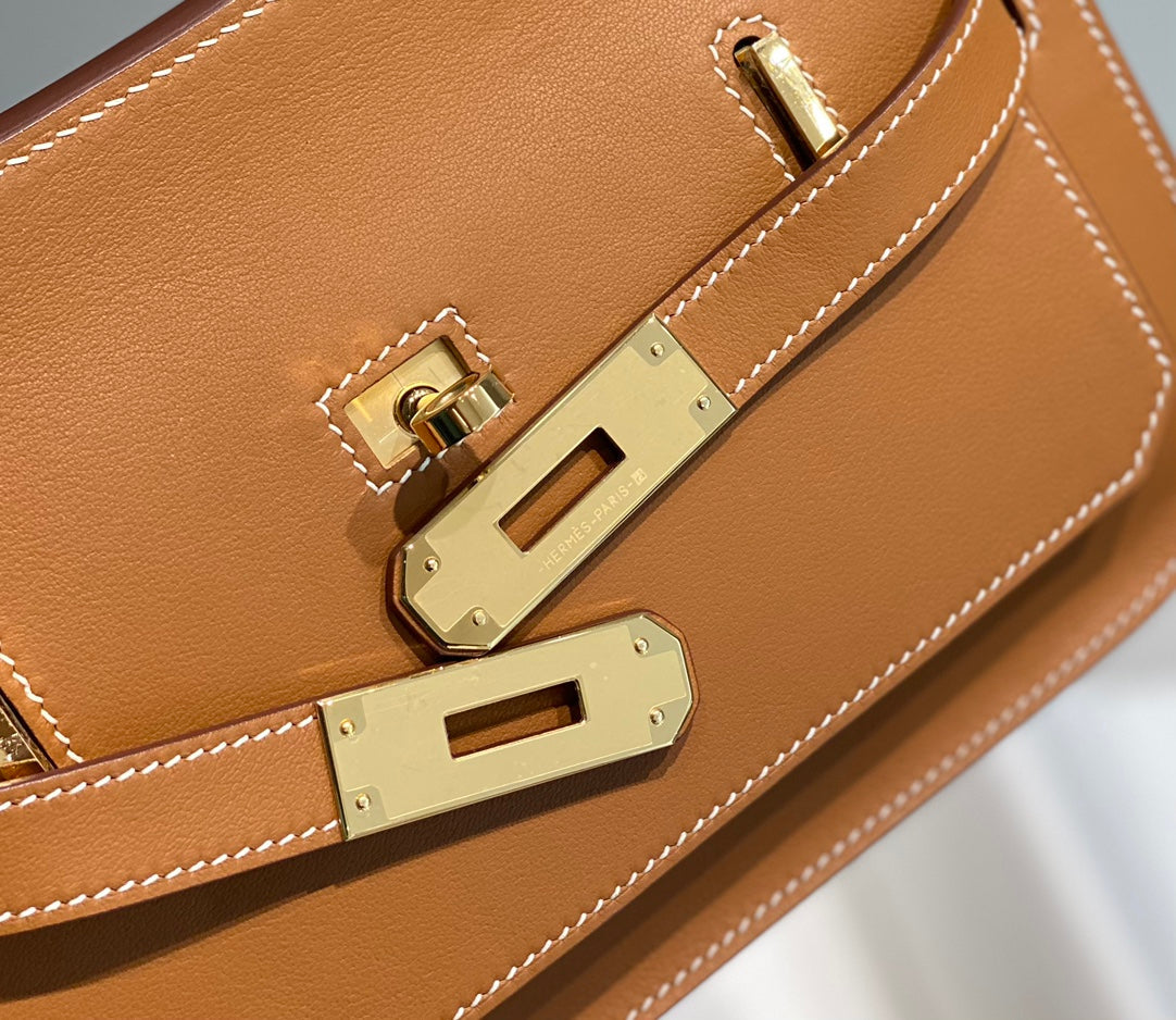 KELLY 23CM JYPSIERE TAN LEATHER CROSSBODY BAG GHW