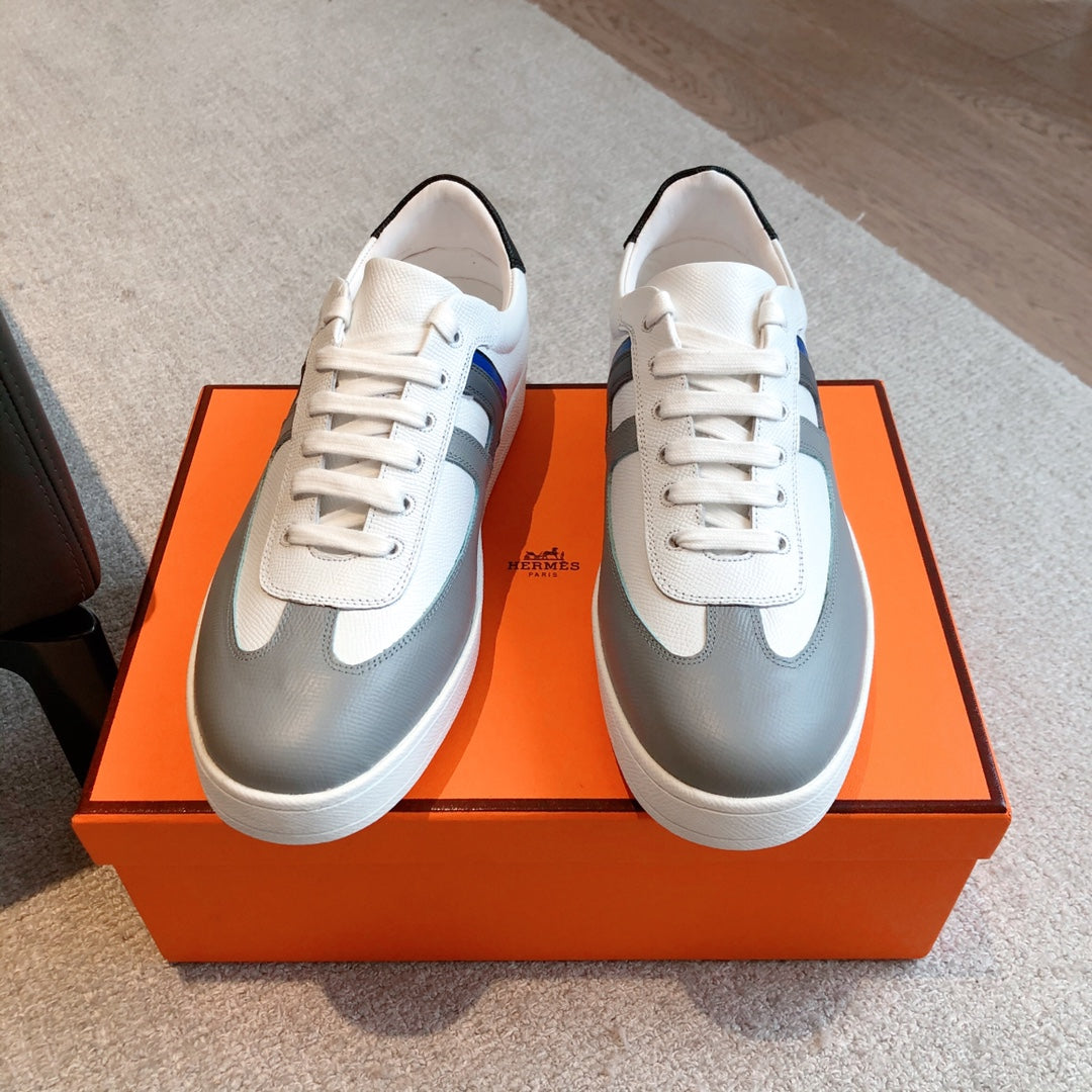 HM BOOMERANG SNEAKER WHITE MIX GRAY MIX BLACK CALFSKIN