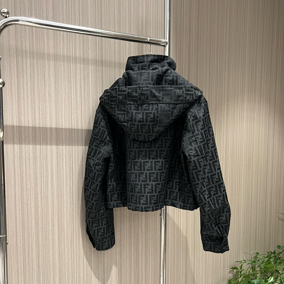 Fendi Short Monogram Jacket Black Polyester