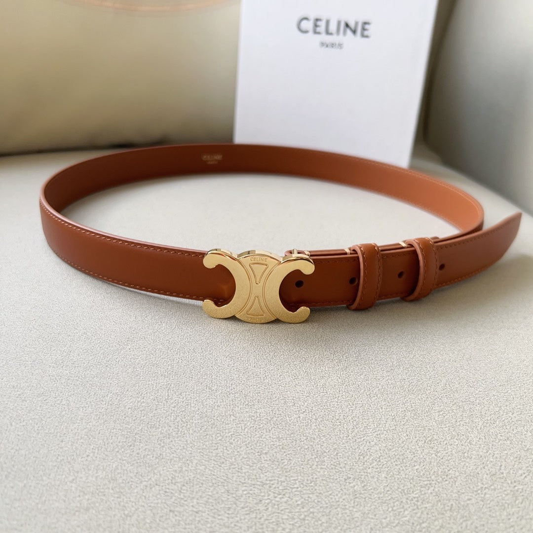 Medium Triomphe Belt 25mm Tan Calfskin Ghw