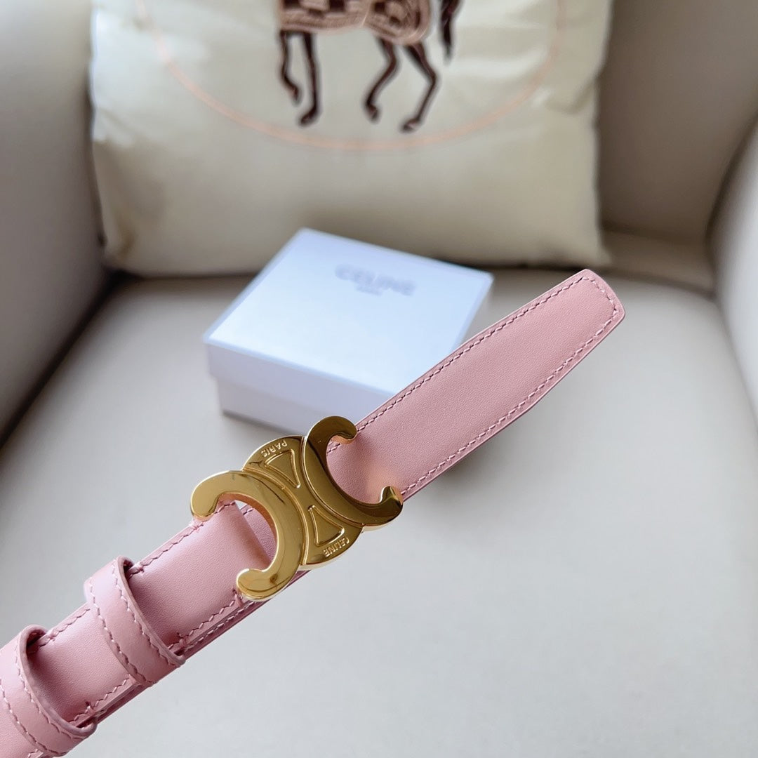 Medium Triomphe Belt 25mm Pink Calfskin Ghw