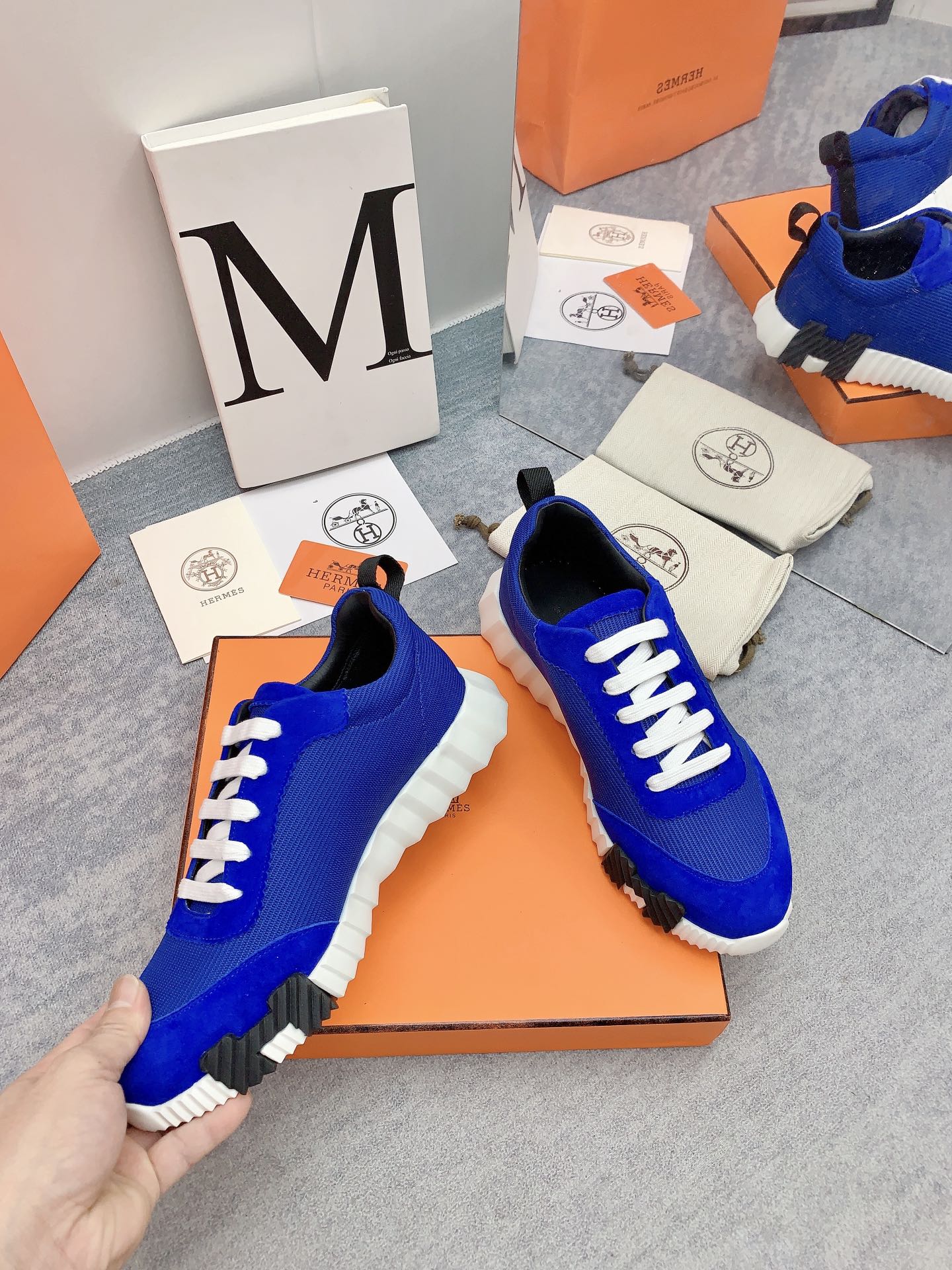 HM Bouncing Sneaker In Blue Mesh Fabric 106457
