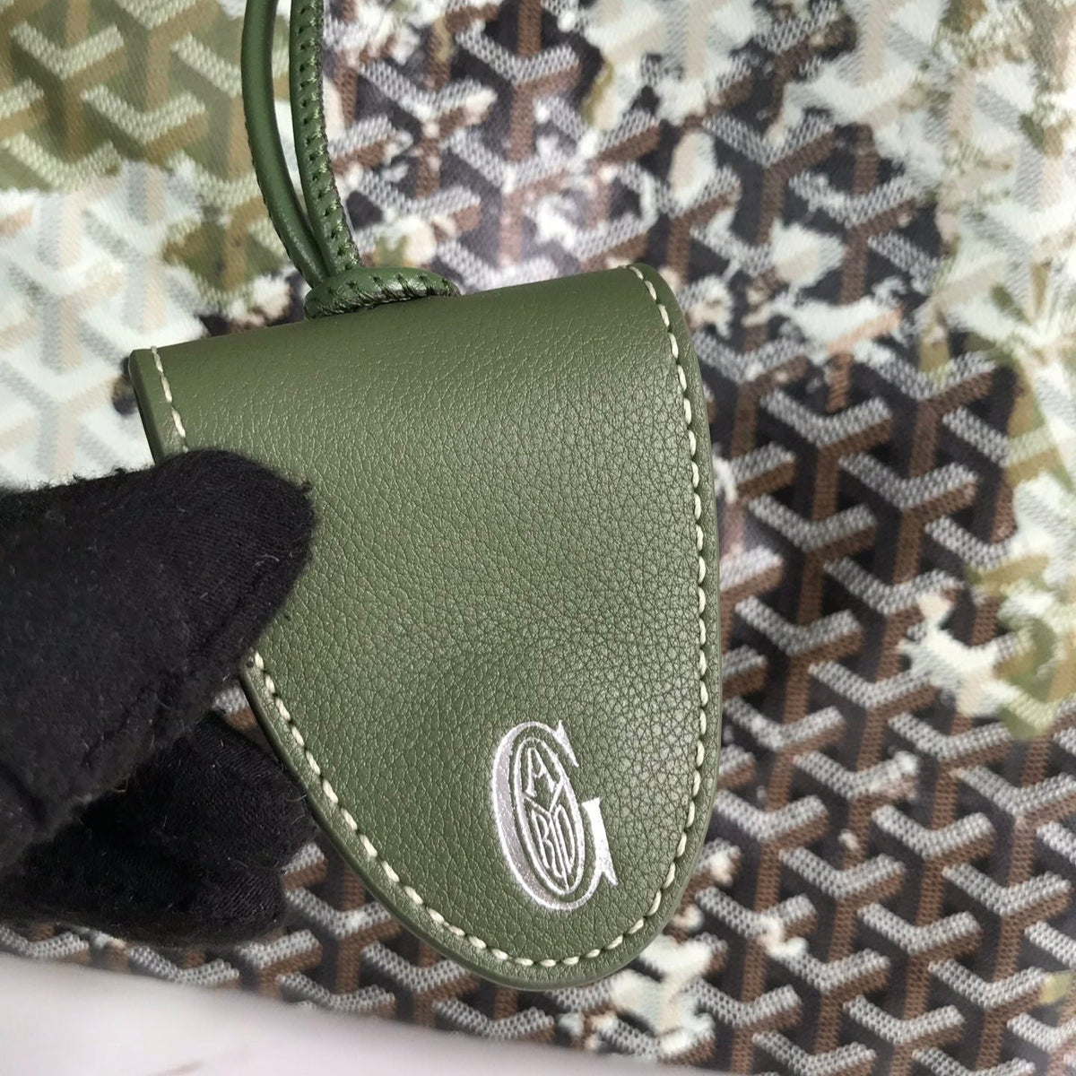 SAINT LOUIS GM BAG 40 IN GREEN MIX BLACK GOYARDINE CANVAS