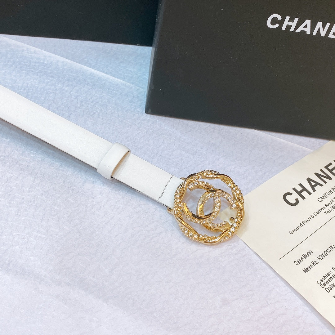 Chanel 2026 CC Rhinestone Twisted Belt 20mm Calfskin