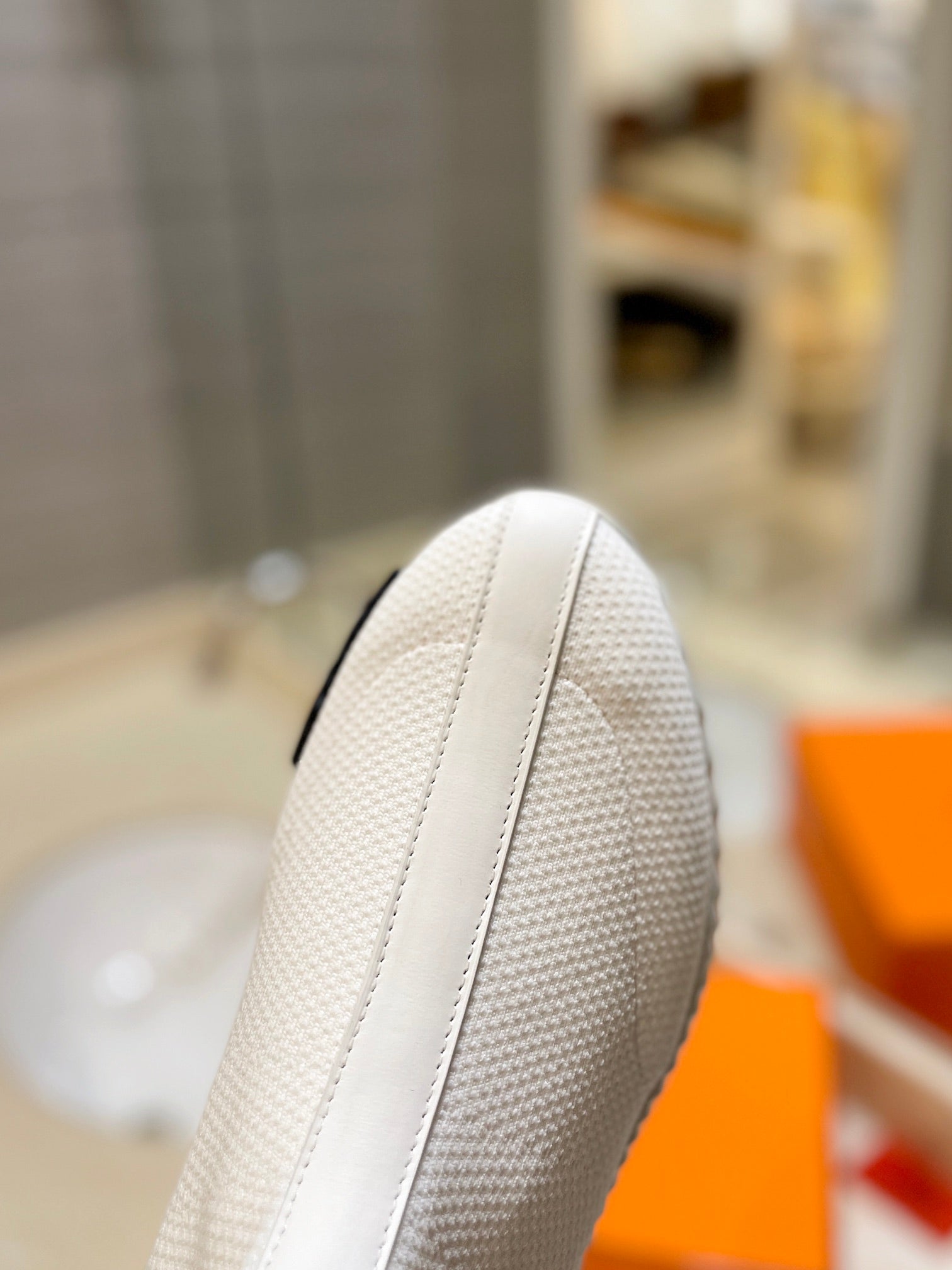 HM Fun Sneaker In White Mesh Fabric And Lambskin  983006