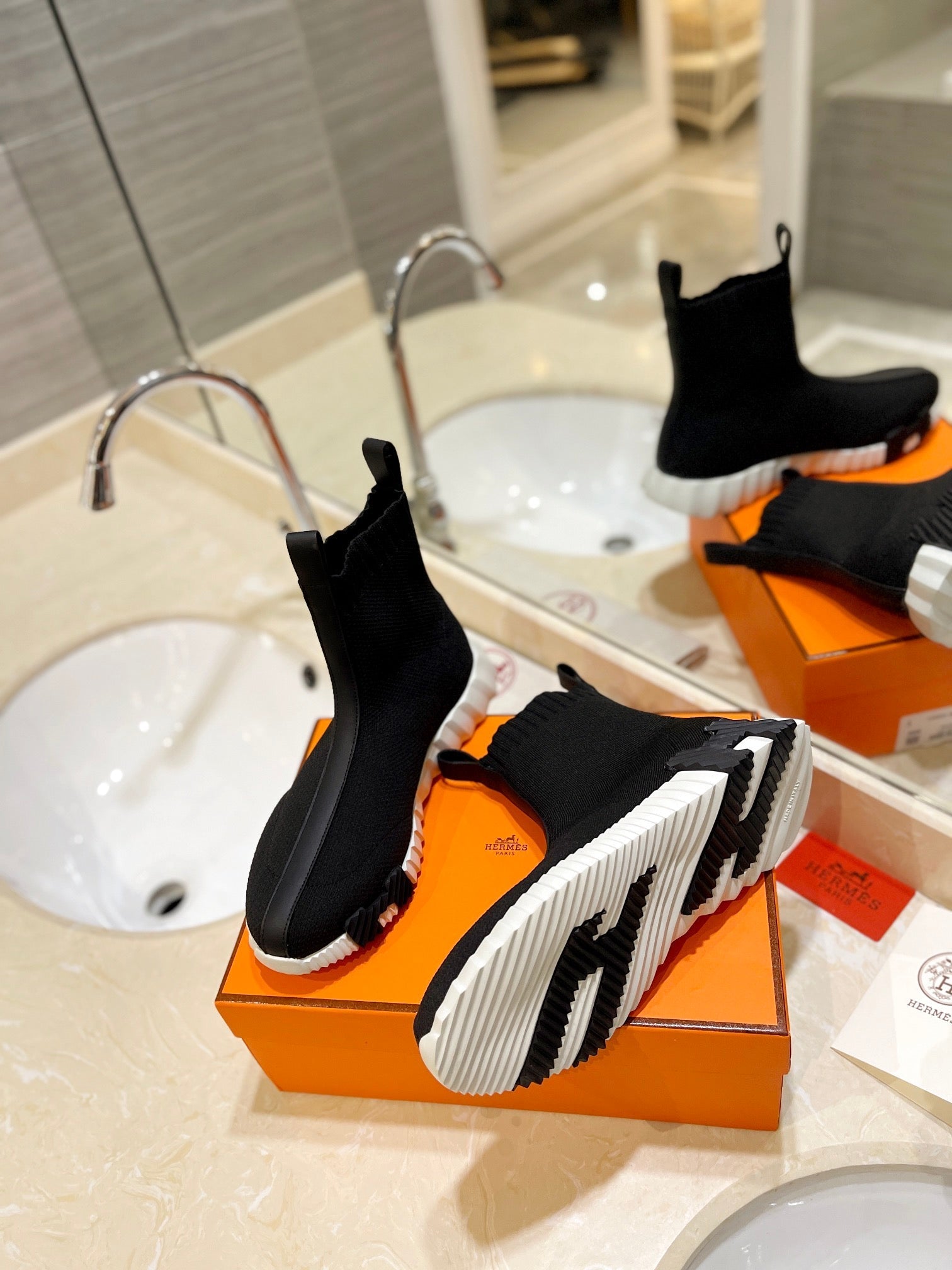 HM Fun Sneaker In Black Mesh Fabric And Lambskin  983010