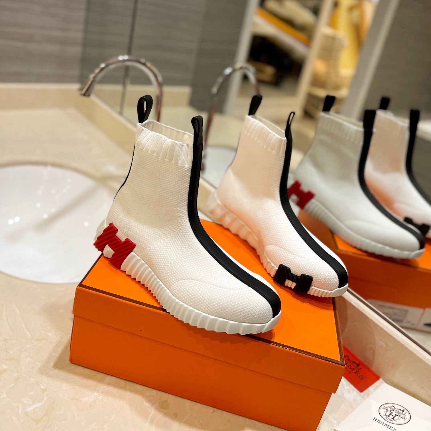 HM Fun Sneaker In Black Mix White Mesh Fabric And Lambskin 983018