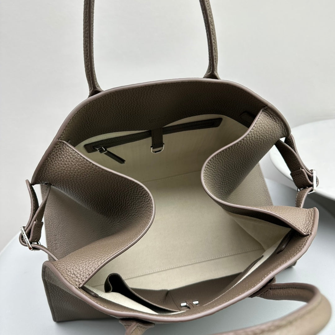 The Row Margaux 15 38cm Tote Bag In Grained Calfskin