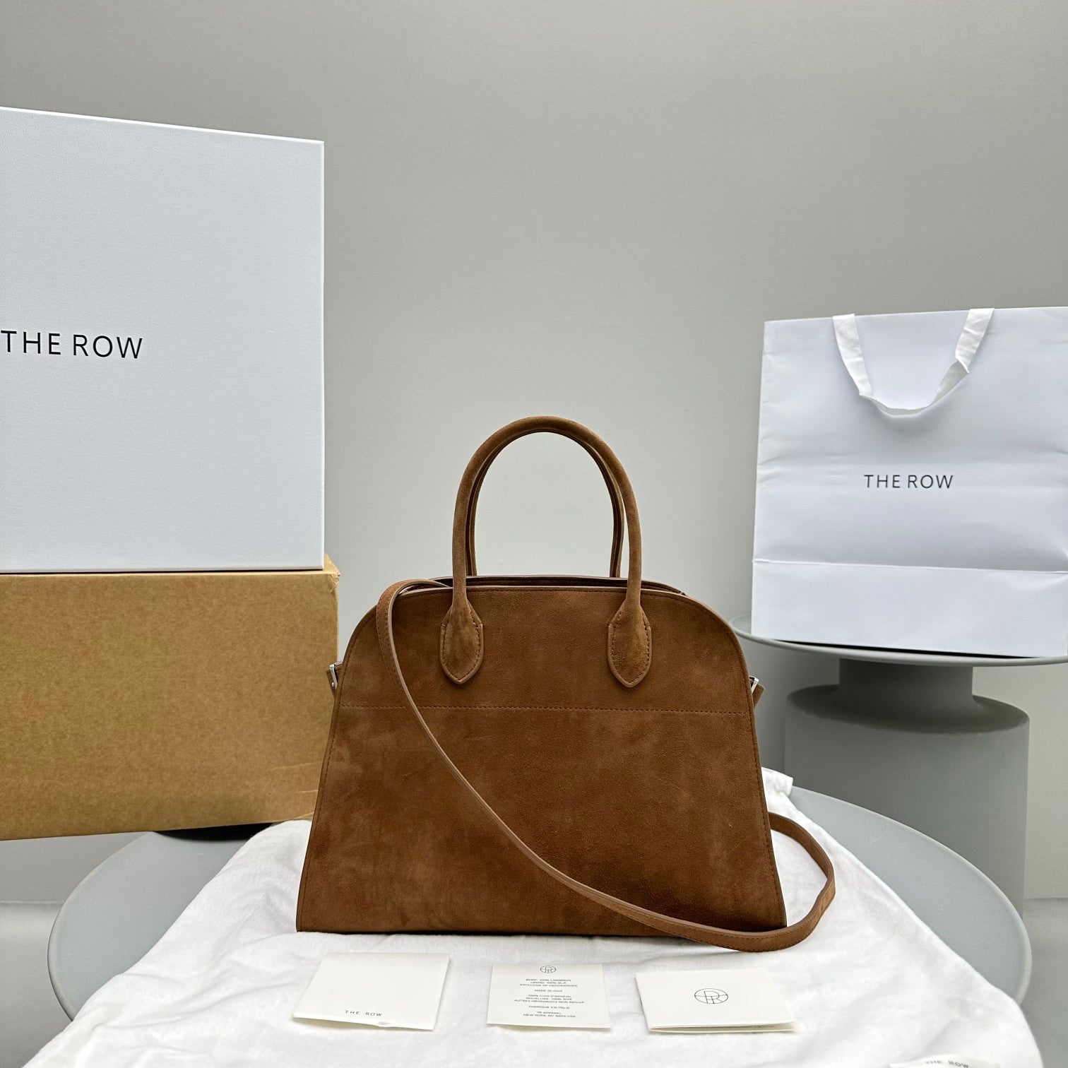 The Row Margaux 12 32cm Tote Bag In Suede