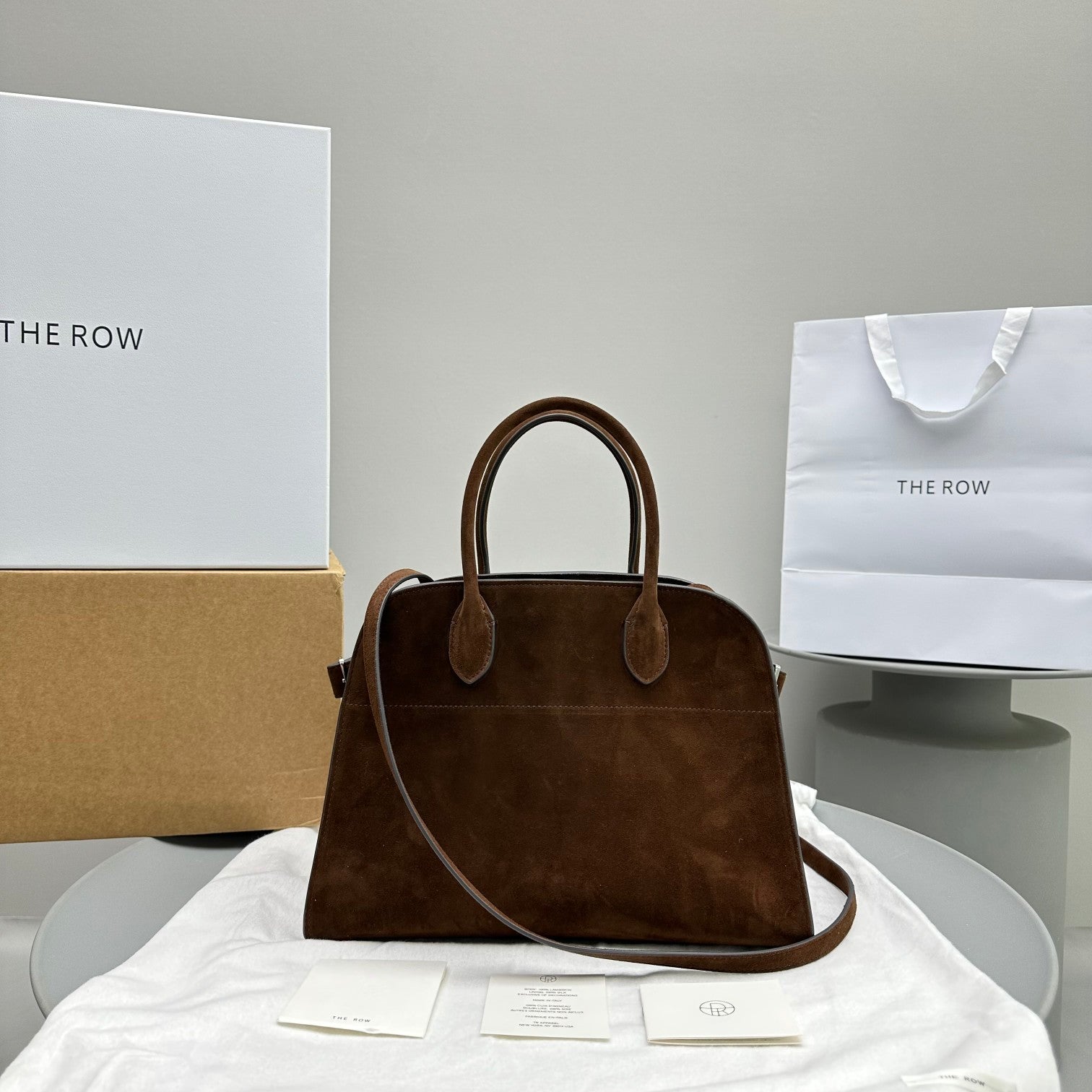 The Row Margaux 12 32cm Tote Bag In Suede