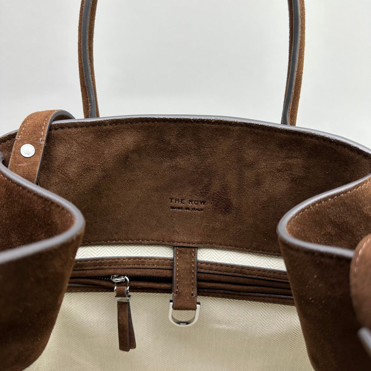The Row Margaux 12 32cm Tote Bag In Suede