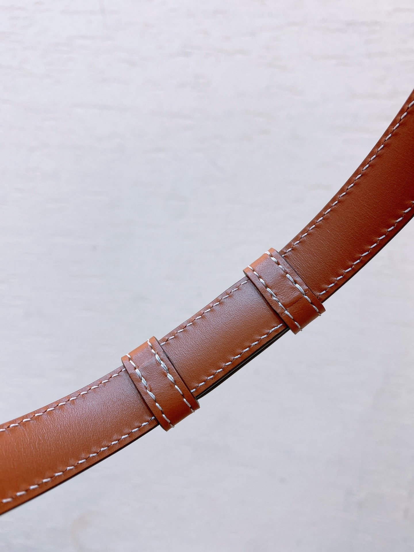 Hook & Loop 20mm TRIOMPHE Logo Square Adjustable Belt Tan Calfskin Ghw