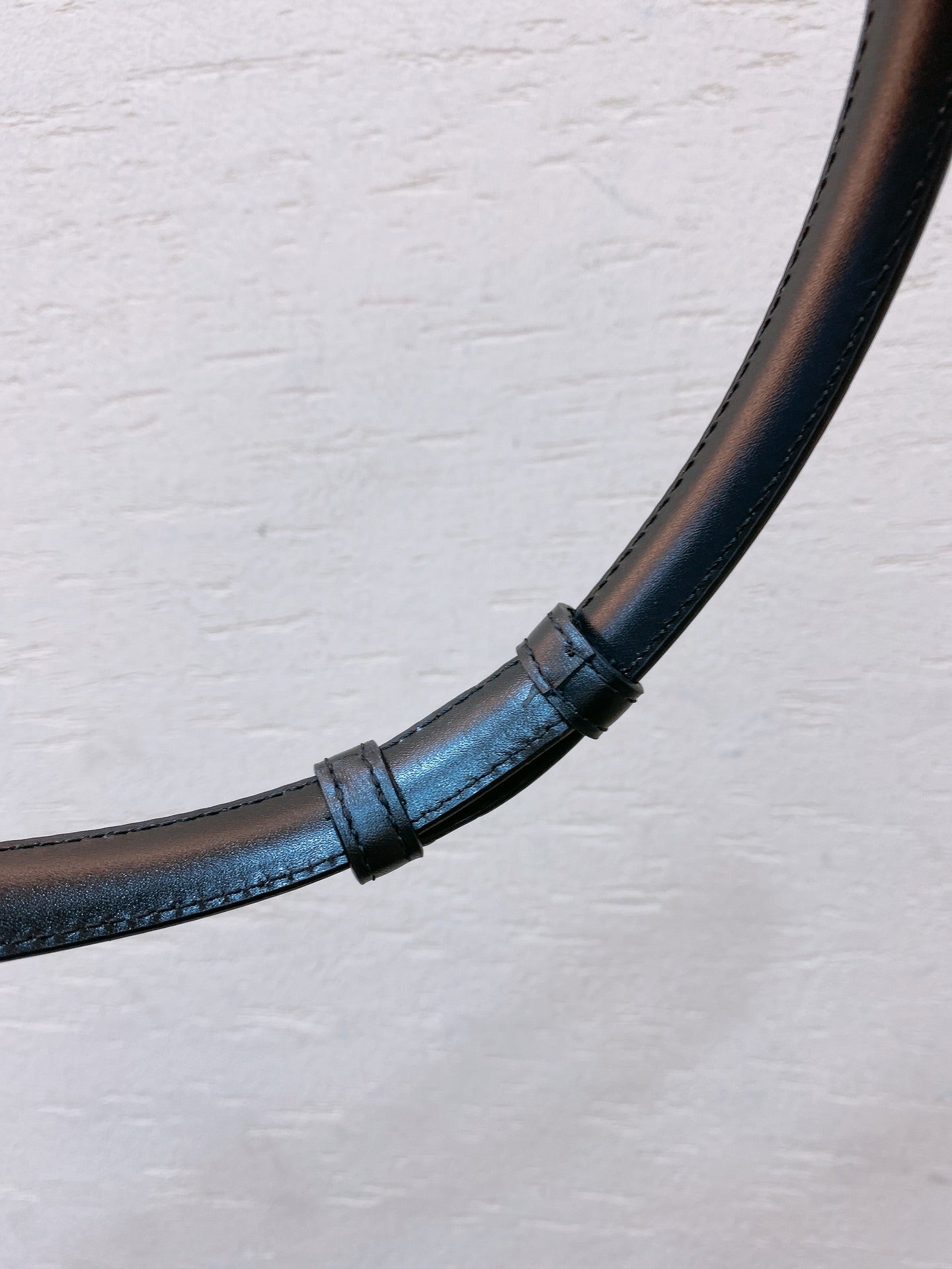 Hook & Loop 20mm TRIOMPHE Logo Square Adjustable Belt Black Calfskin Ghw