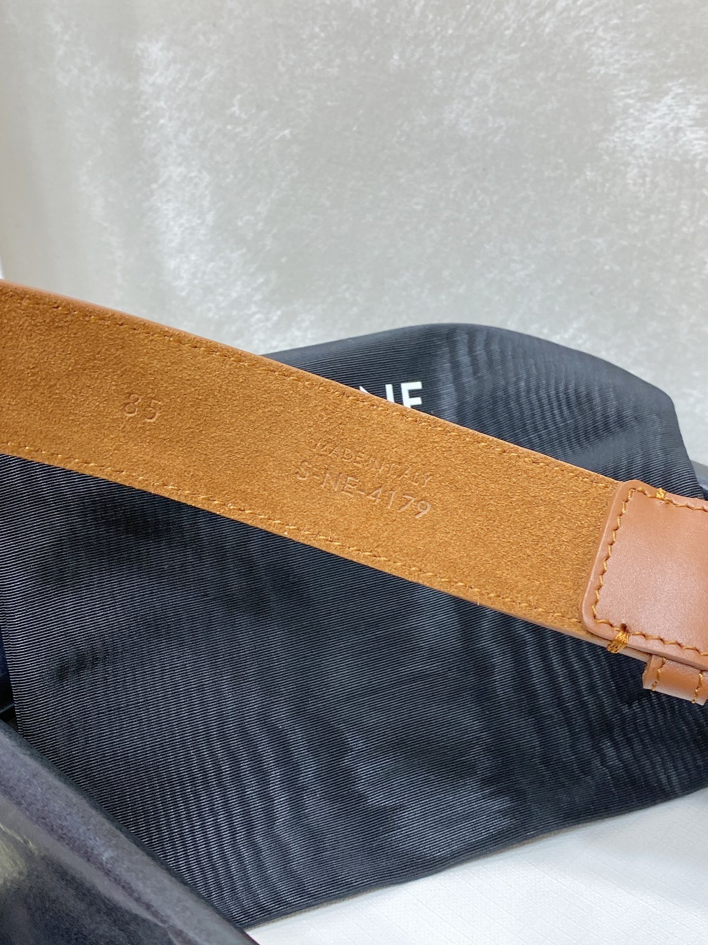 CEL Silver Buckle Belt 30mm Brown Calfskin 176407