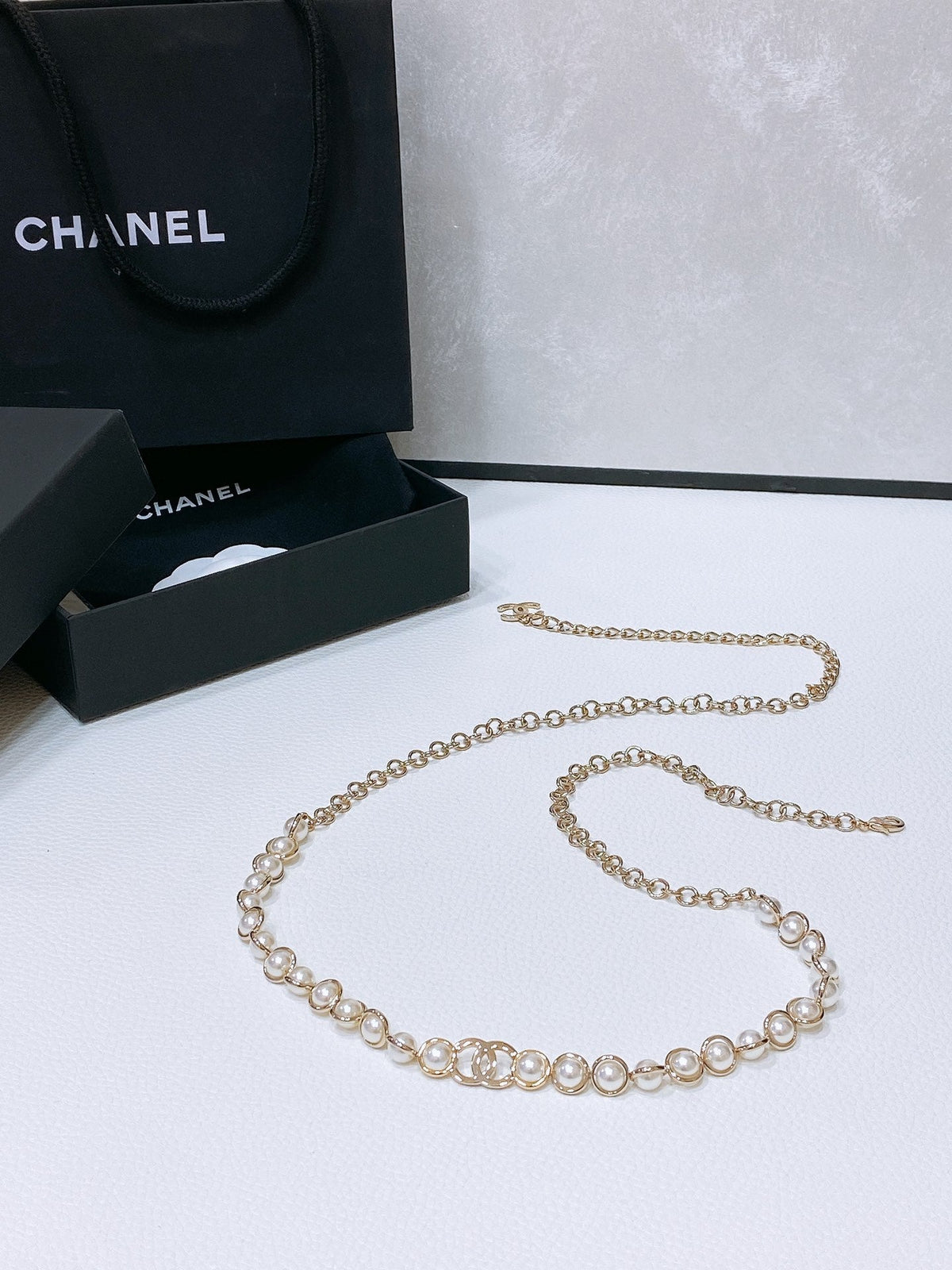 Chanel 2026 Pearl Accent Chain Belt Gold