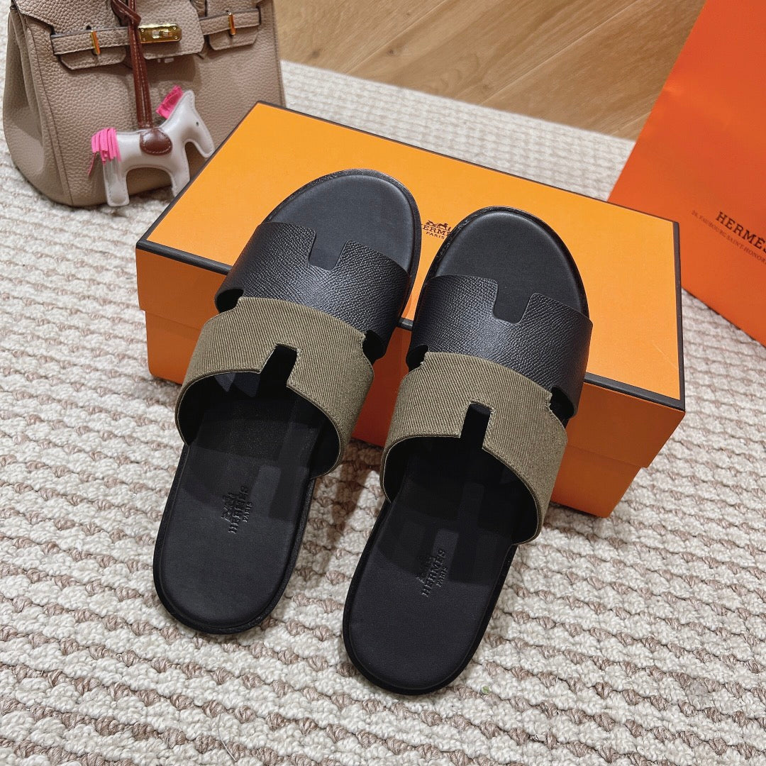 HM Izmir Sandals Black Etoupe Lambskin 294941