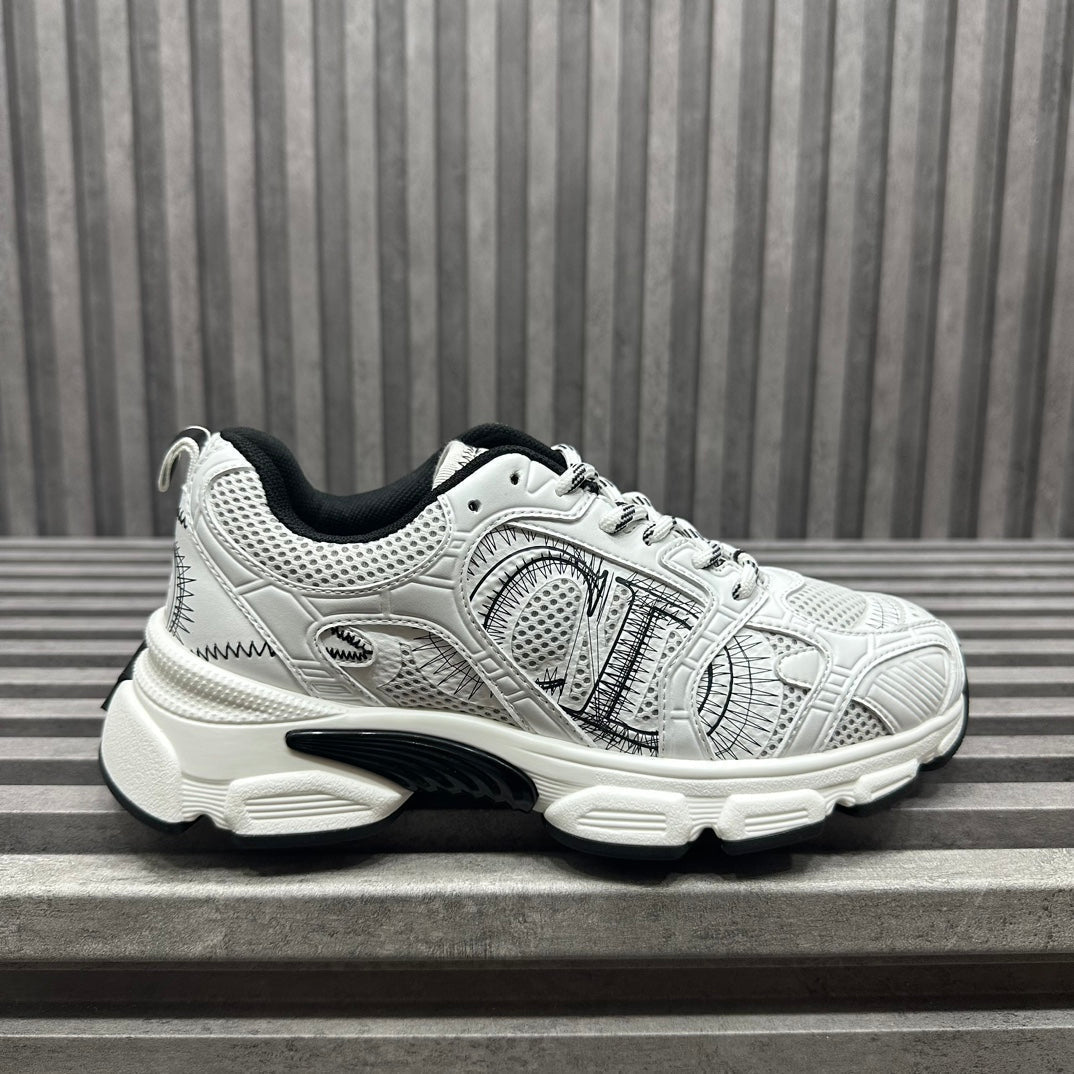 CD CHRONO SNEAKER WHITE AND BLACK CALFSKIN