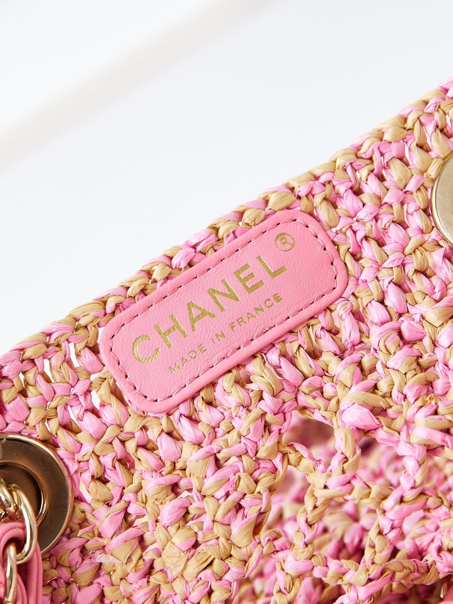 cc coco beach bag 32cm pink raffia