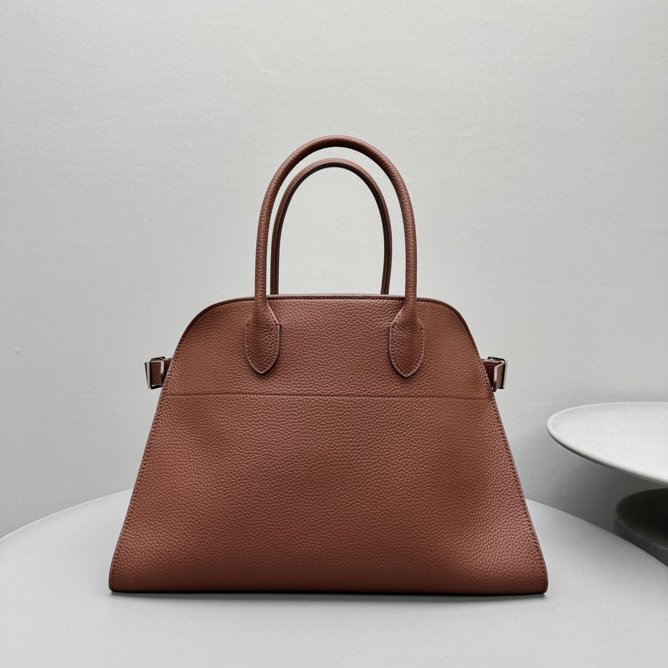 The Row Margaux 15 38cm Tote Bag Brown Grained Calfskin