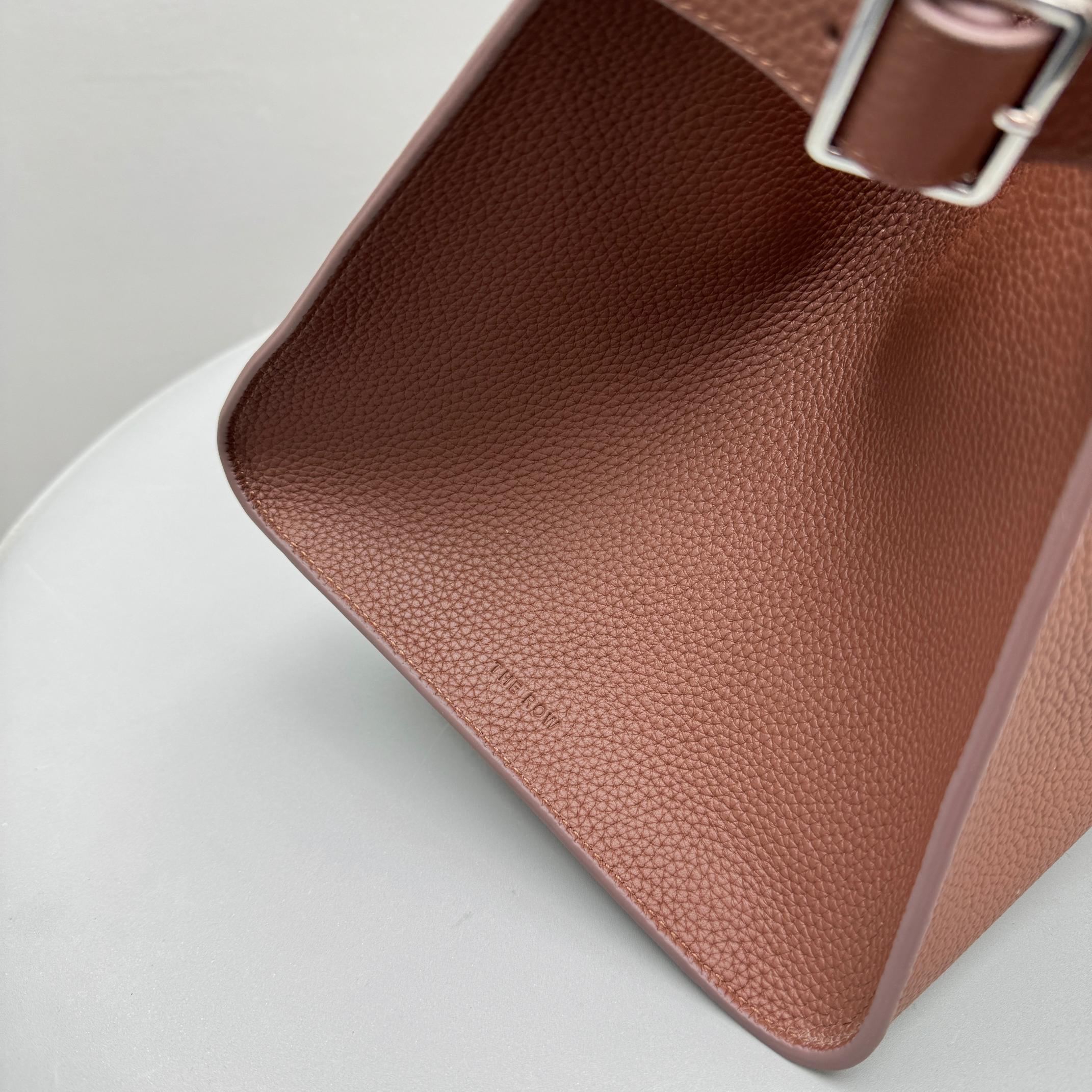 The Row Margaux 15 38cm Tote Bag Brown Grained Calfskin