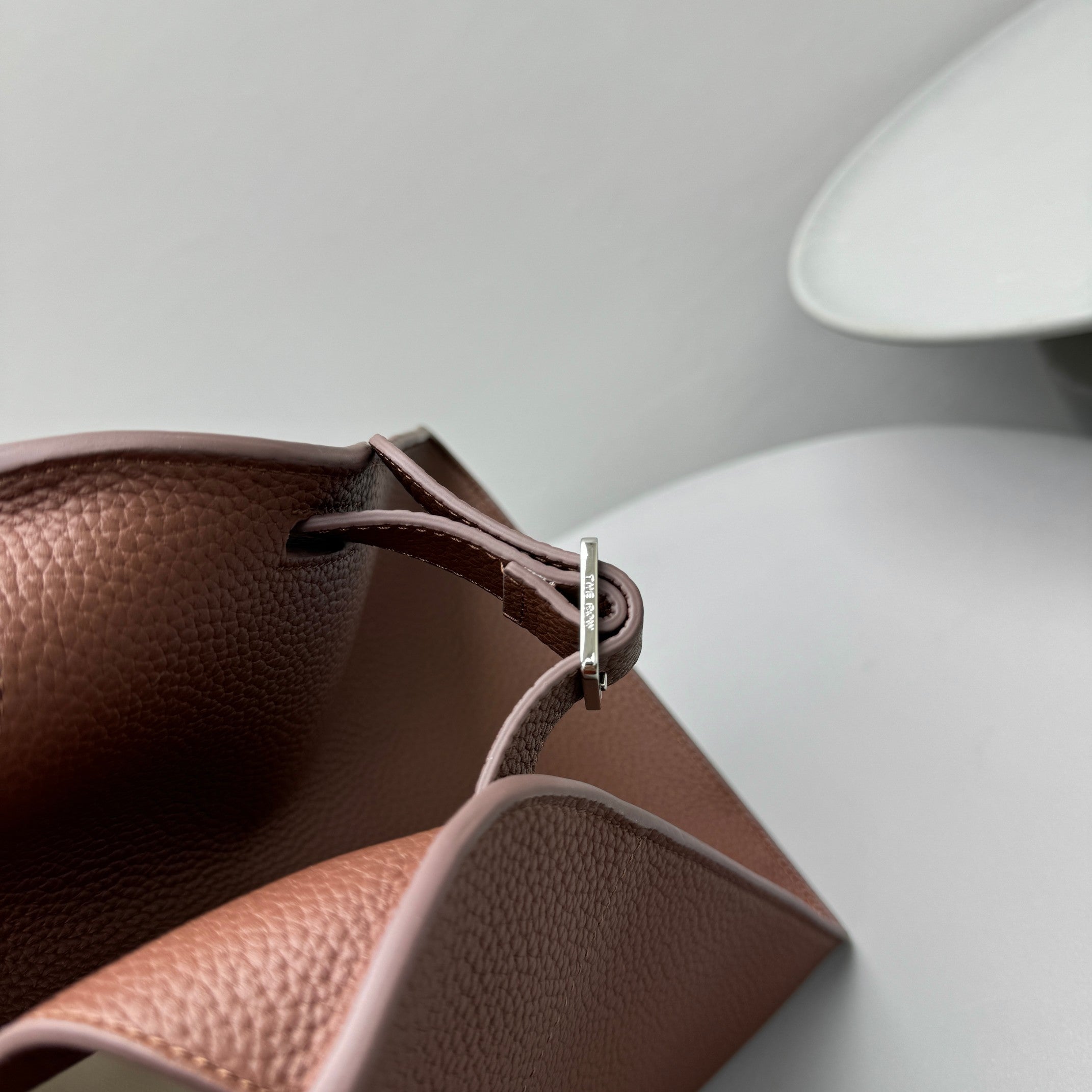 The Row Margaux 15 38cm Tote Bag Brown Grained Calfskin