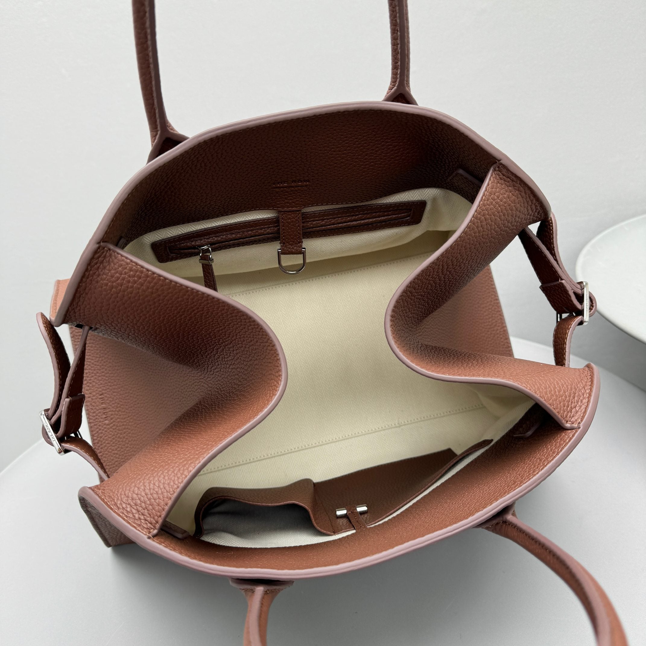 The Row Margaux 15 38cm Tote Bag In Grained Calfskin