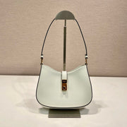 CLEO SHOULDER BAG 22 IN WHITE BRUSHED LAMBSKIN WITH CLASP CLOSURE