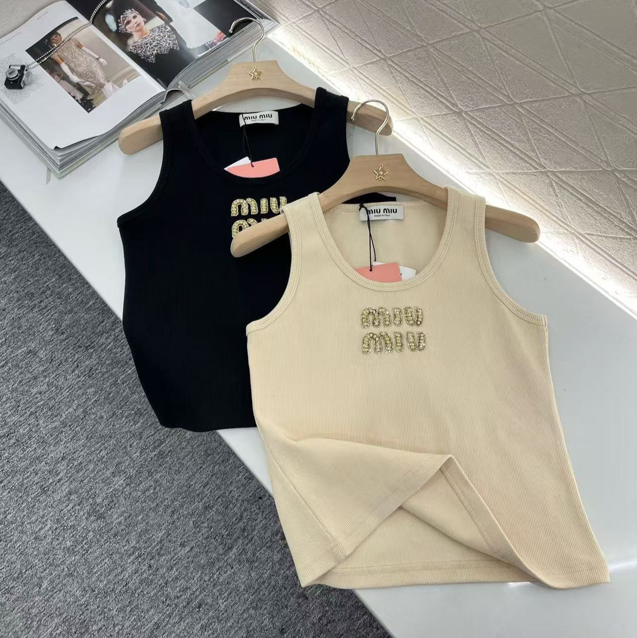 Miu Hand-beaded camisole