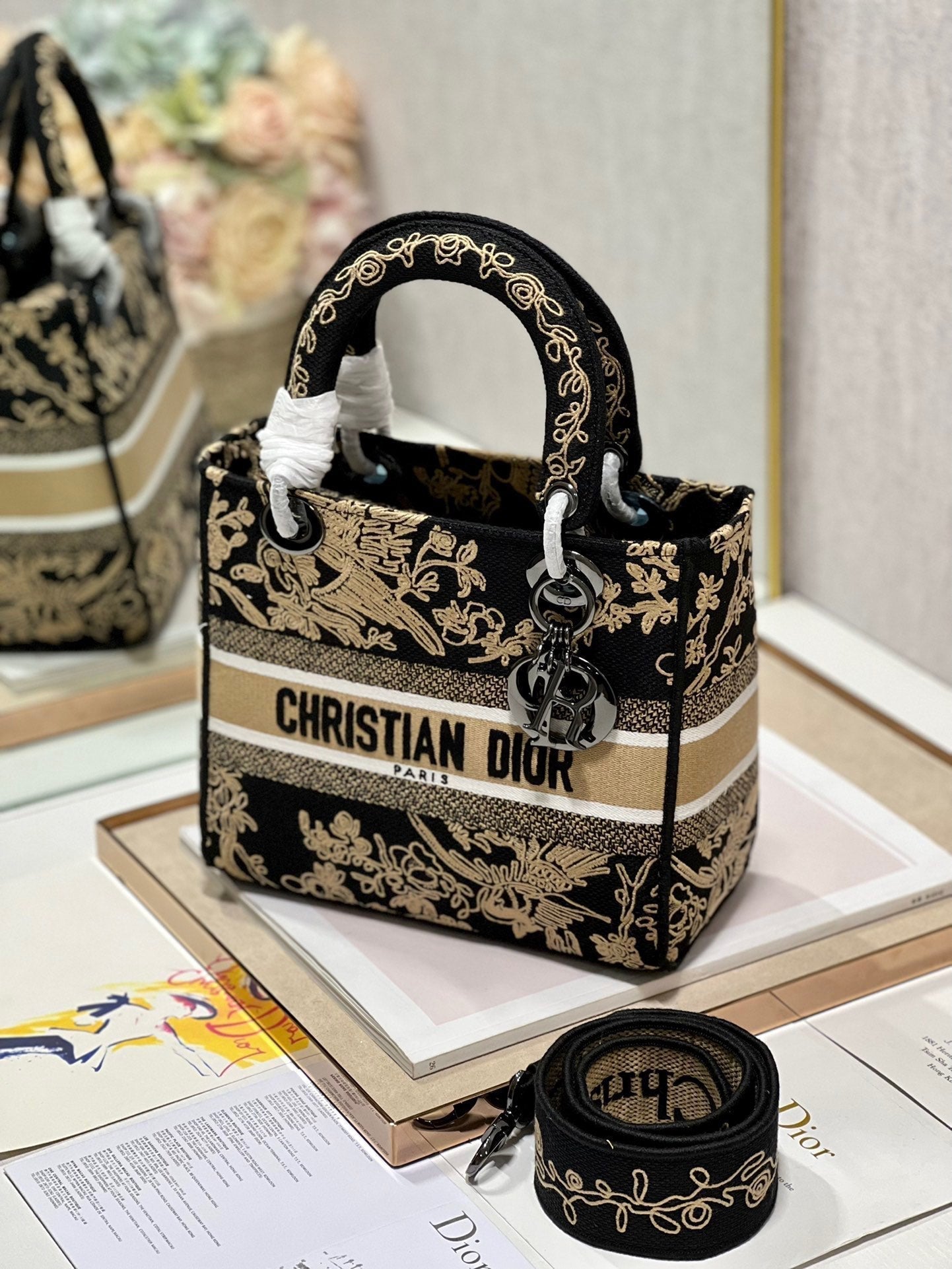 CD Black Phoenix 24 Lady Dior Bag Canvas 336712