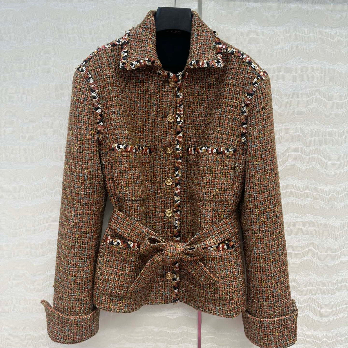 CC 25 Tweed Jacket Brown Wool Cotton Viscose