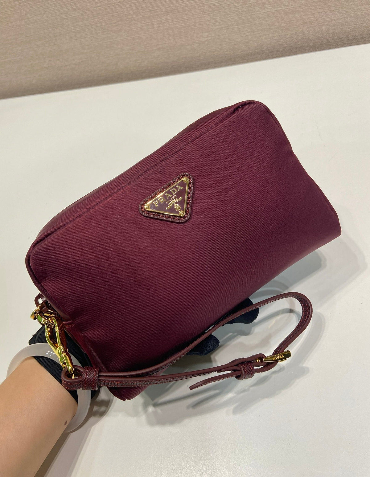 PRA clutch large 17 burgundy nylon fabric