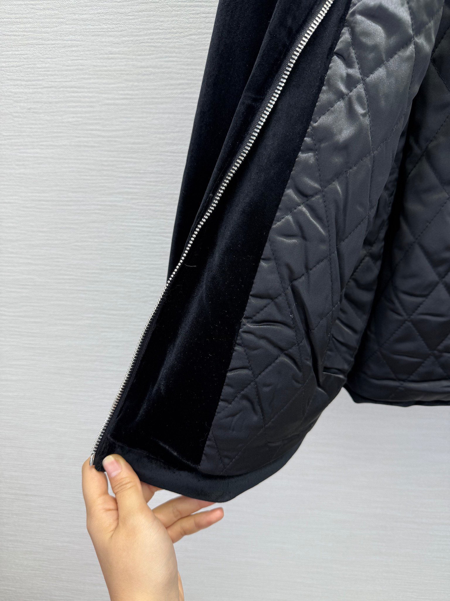 Prada 2025 Drawstring Waist Hooded Jacket Black Silk Velvet