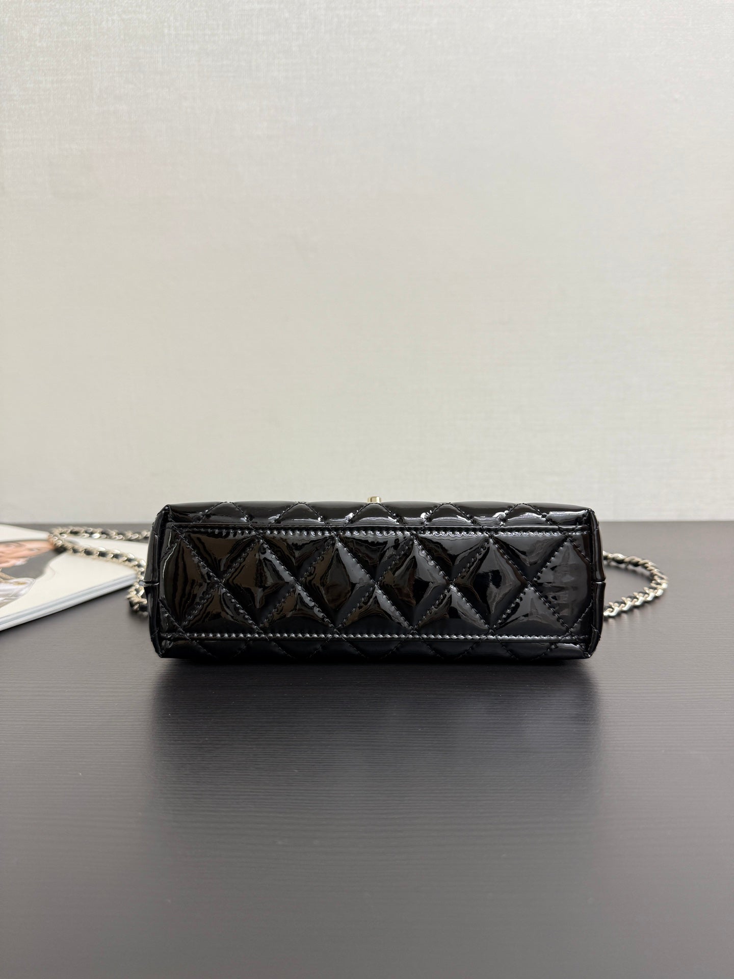 Chanel 2026 Kelly Bag 19cm Quilted Black Patent Leather