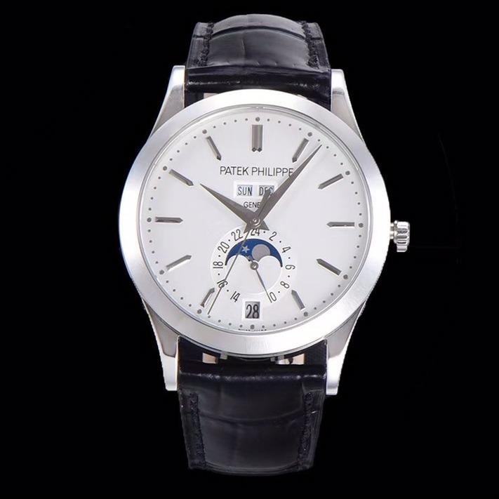 PATEK CALATRAVA MOONPHASE ANNUAL CALENDAR STEEL WHITE DIAL