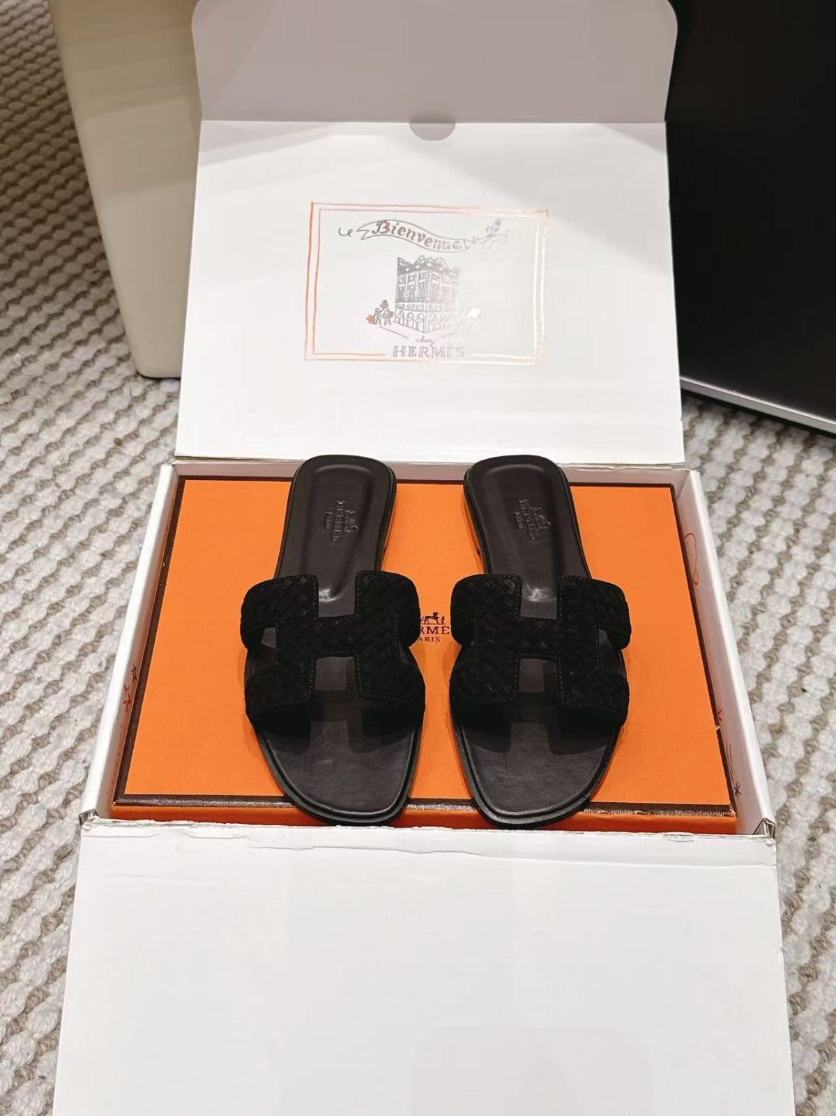 Hermes 2026 Oran Sandal Velvet Leather 598224