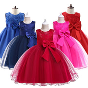 Flower Princess Dress Embroidered Bow Mesh - Perfect for Weddings Birthday Parties