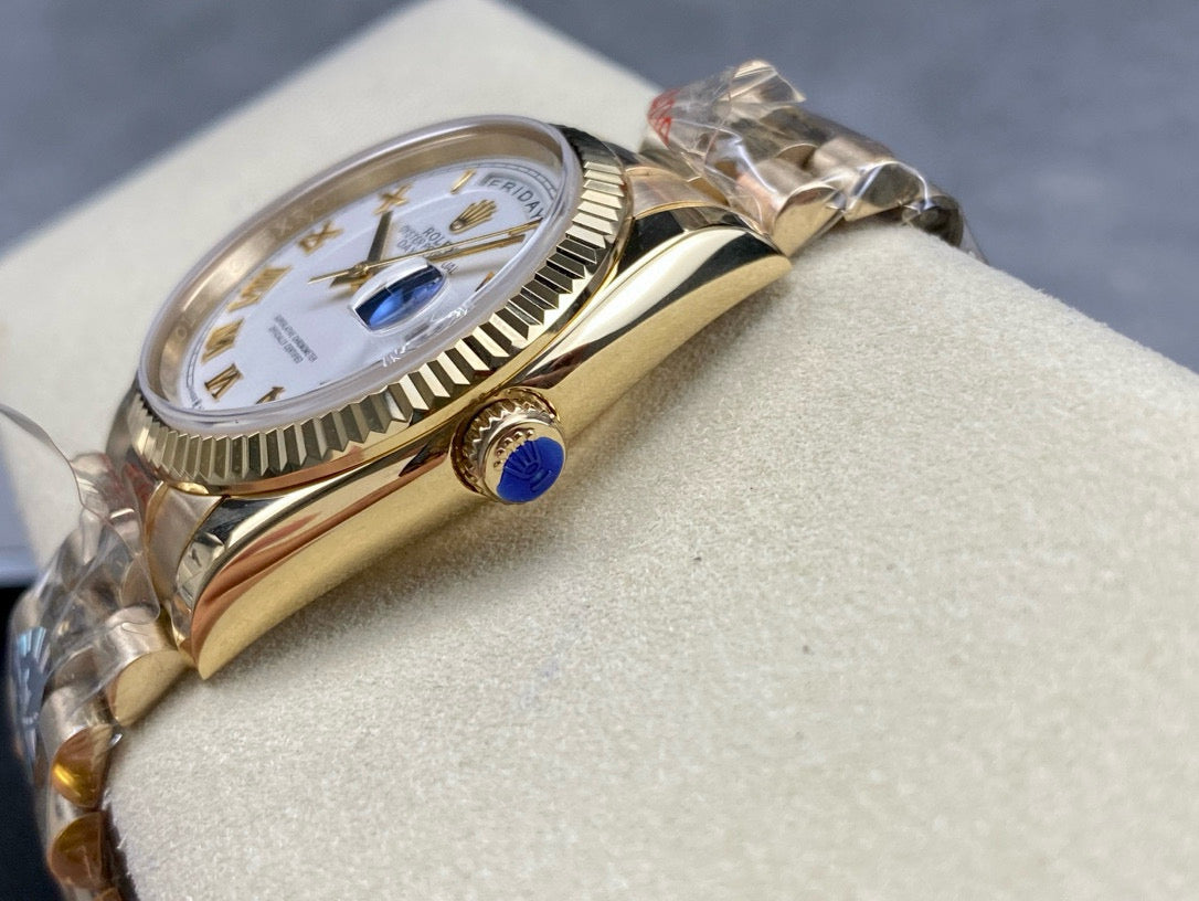 DAY-DATE 36MM GOLD CASE WHITE DIAL