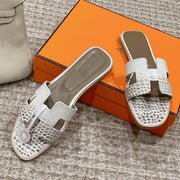 HM 25 Oran Sandal White Crocodile Skin