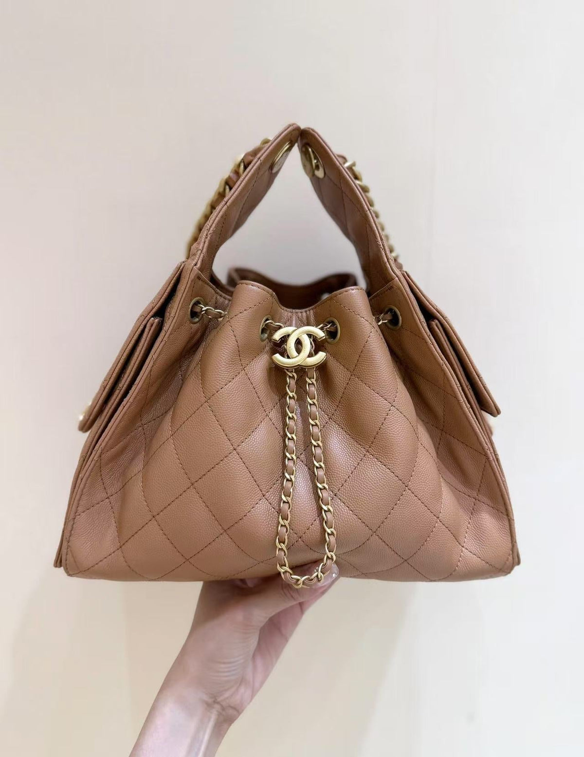CC 25C Hobo Bag 30cm Brown Grained Calfskin