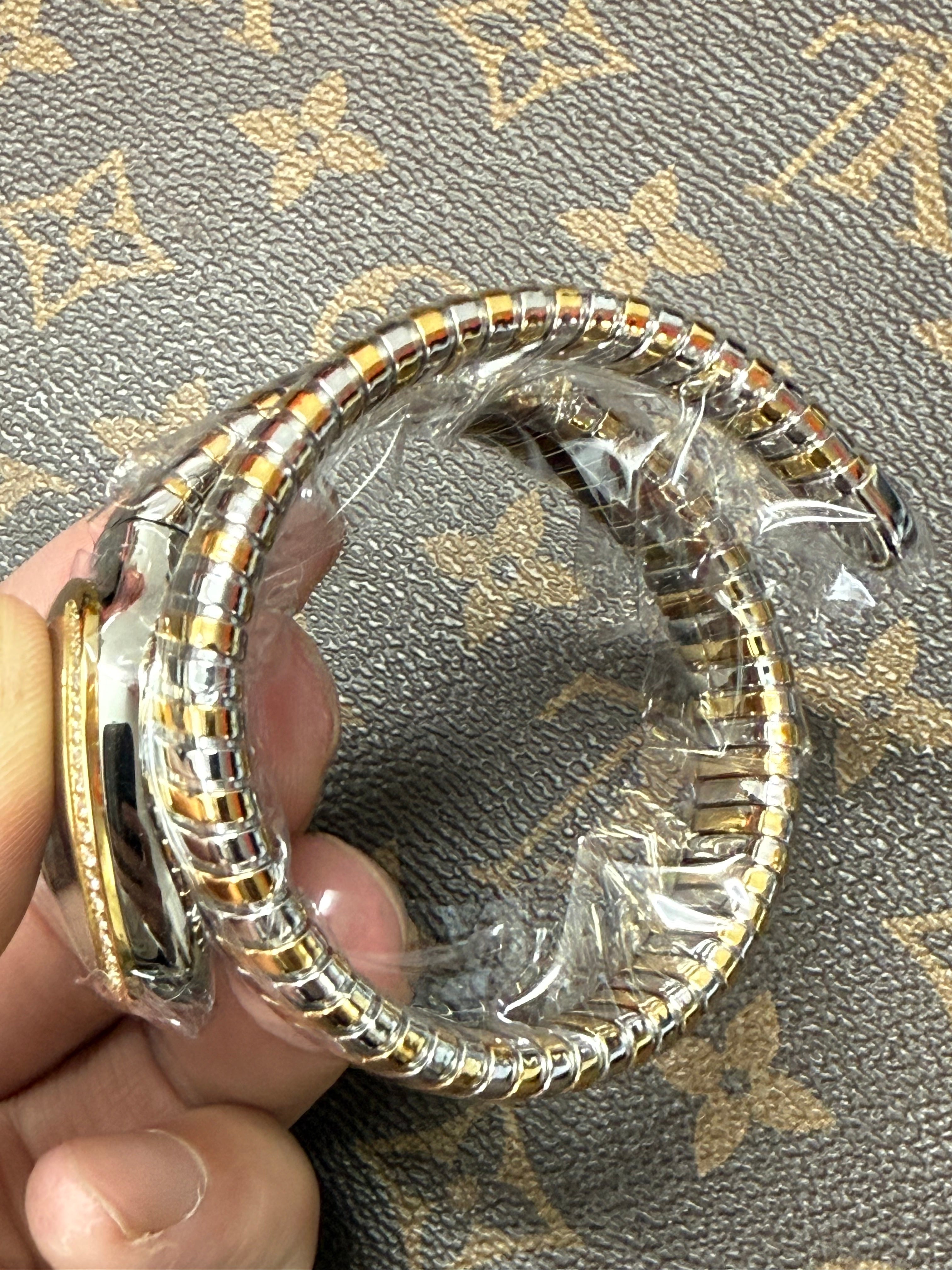 Bvlgari Serpenti Tubogas 35mm Diamond Ladies Gold Silver Black Dial Watch