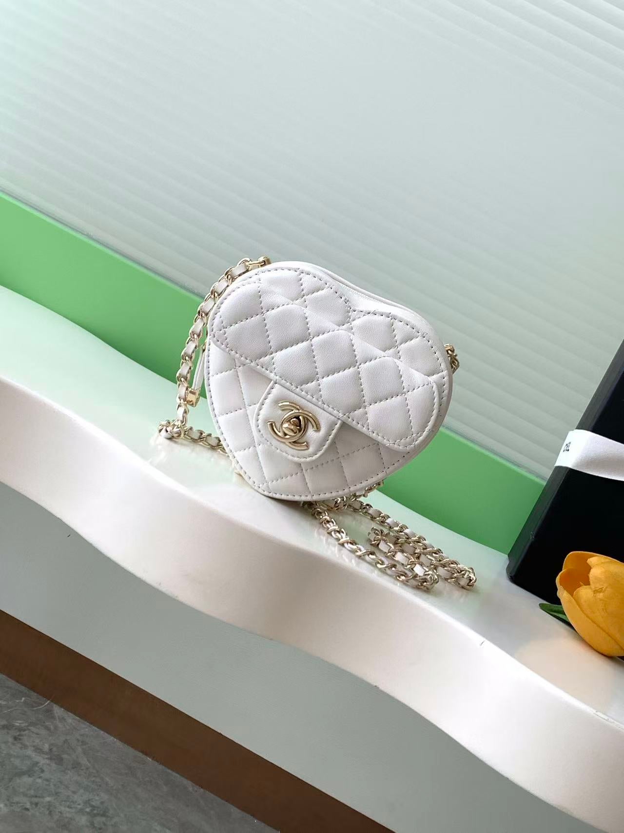 Chanel 2026 Quilted CC In Love Heart Bag Black Lambskin